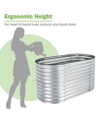 5 x 3 x 2 Feet Metal Oval Raised Garden Bed with Open Bottom Design