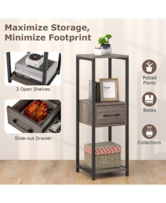 2 Pack 3 Tier Tall Metal Plant Stand with Drawer and Display Shelf