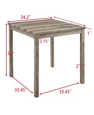 5-Piece Counter Height Dining Table Set with Upholstered Stools, Wood Grain MDF Top and Solid Wood Legs, Space-Saving Table Set