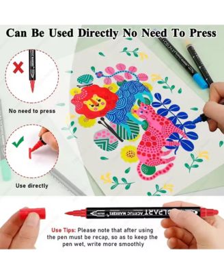 36 Colors Waterproof Dual Tip Paint Pens, Premium Acrylic Markers for Wood, Rock Painting, Canvas, Ceramic Surfaces and DIY Crafts Making