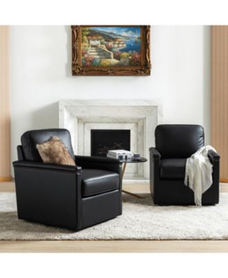 Boedy 29 Wide Genuine Leather Swivel Club Chair with Nailhead Trim