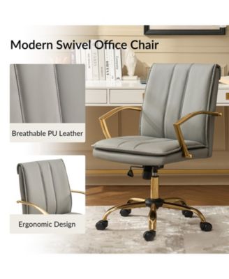 1 Pc Faux Leather Modern Rocking Tilting High-Back Office Chair with 360-Degree Swivel Base