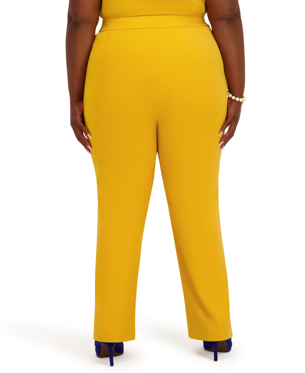 Kasper Women's Pull-On Rivet Faux Extend Tab Trousers