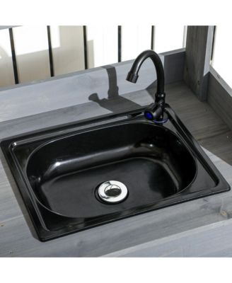 Outdoor Garden Potting Bench Table with Hooks, Faucet Sink,