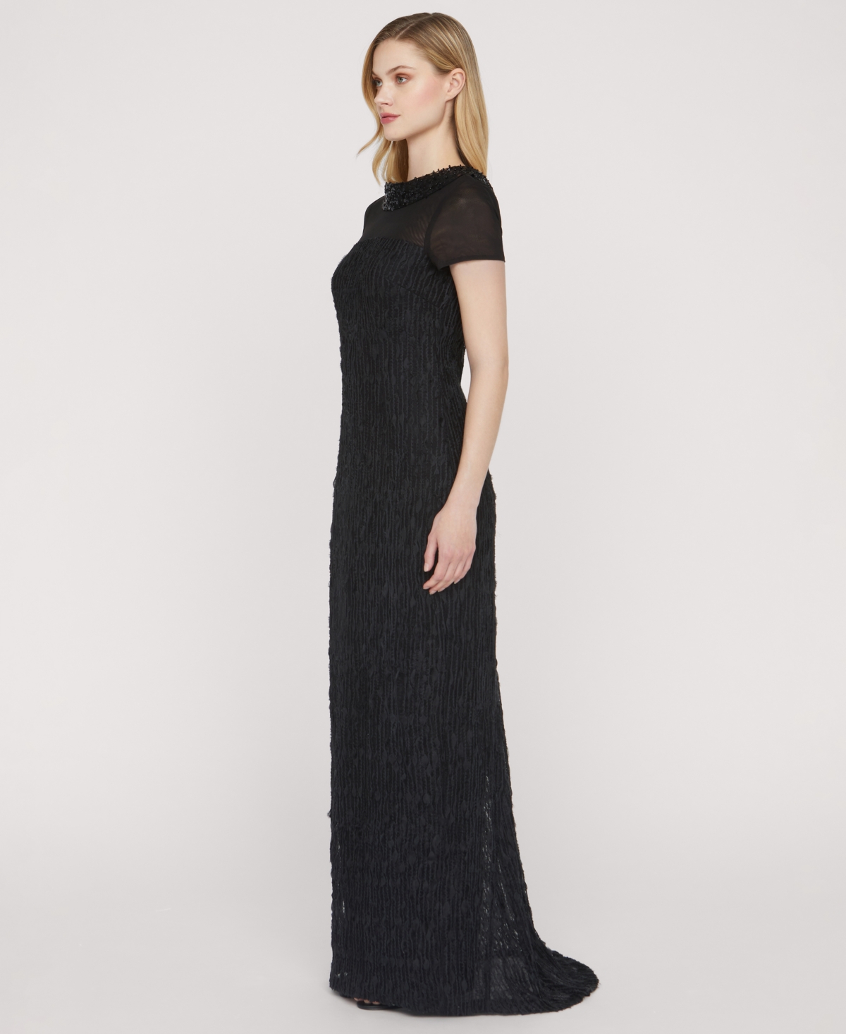 Js Collections Women's Inaya Column Collared Gown In Black