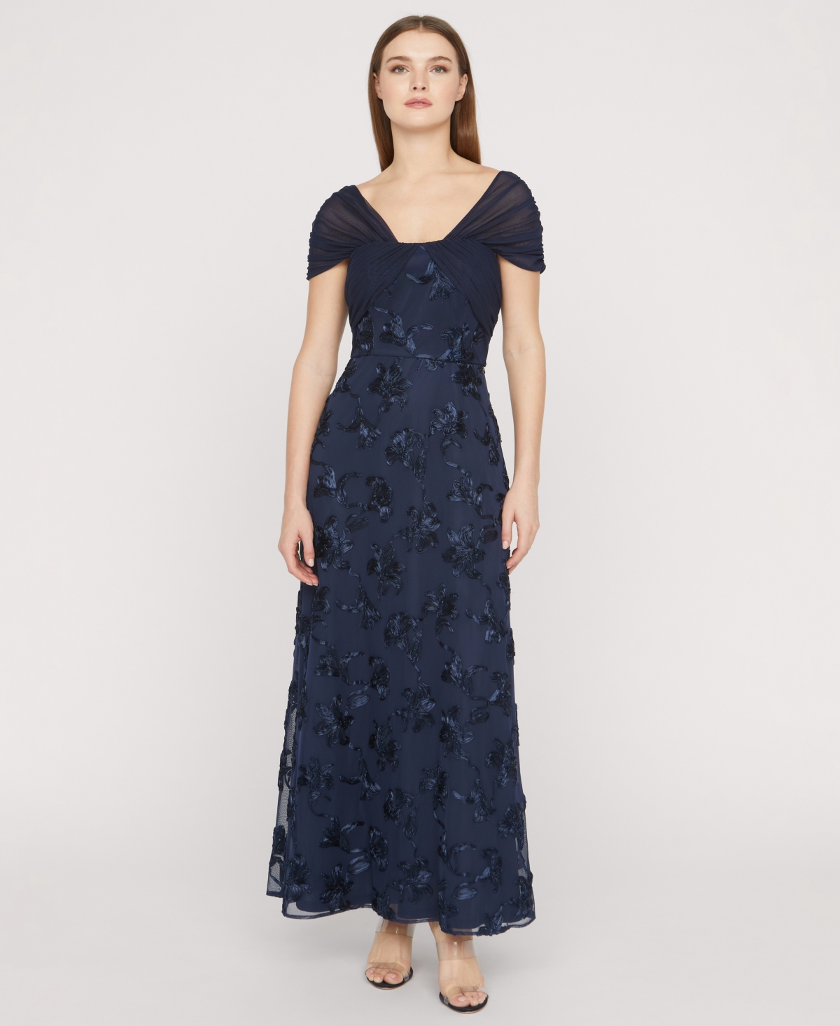 Js Collections Women's Carolina Ankle V-neck Gown In Blue