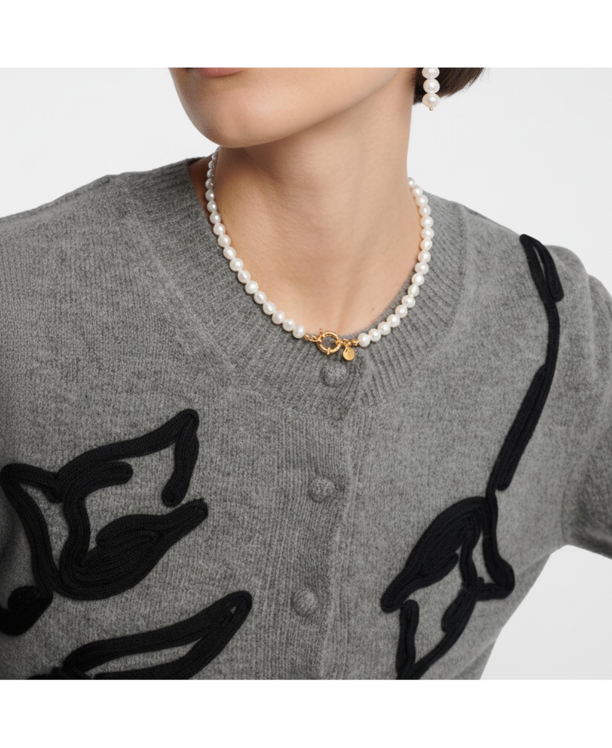 18K Gold Plated Freshwater Pearls -Jackie Necklace & Jackie Earrings Set For Women