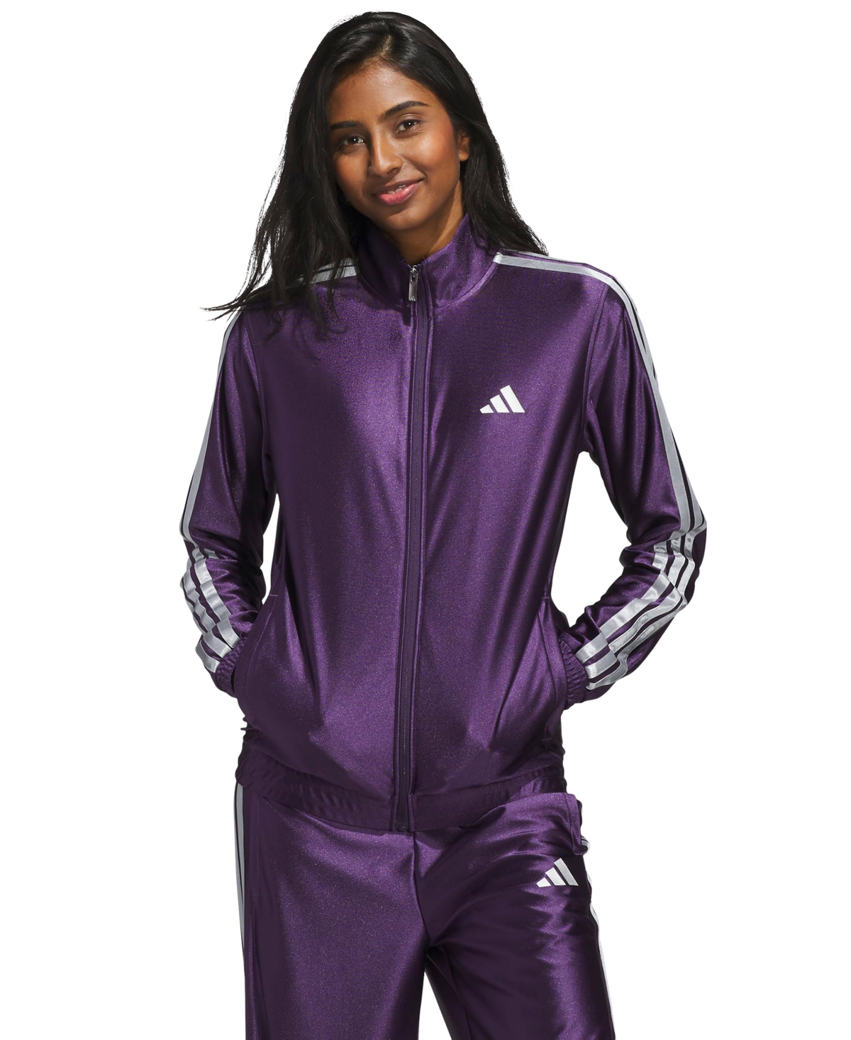 adidas Women's Shine Regular Fit Sportswear Jacket - Aurora Plum