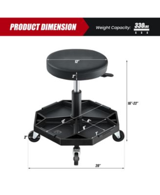 330 LBS Capacity Pneumatic Rolling Mechanic Stool with Padded Seat