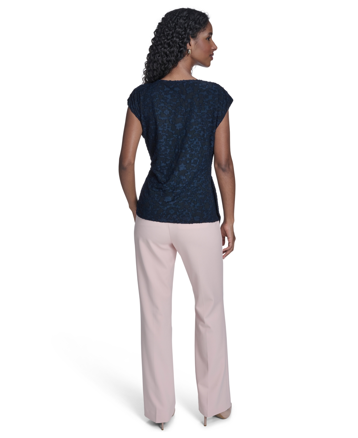 Tommy Hilfiger Women's Floral Clip Draped Crewneck Top