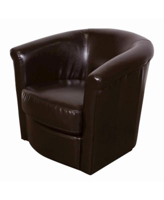 Marvel Contemporary Leather-Look Swivel Accent Chair, Brown