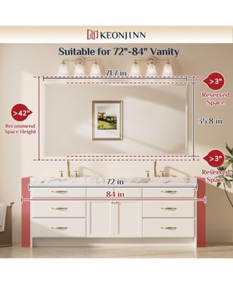 Inch Beveled Bathroom Vanity Mirror Shatterproof Frameless Wall Mirrored Over Sink Horizontal/Vertical