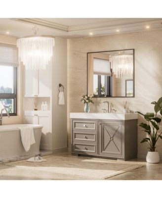 Inch Brushed Black Bathroom Vanity Mirror Metal Framed Over Sink Wall Mirror Horizontal/Vertical