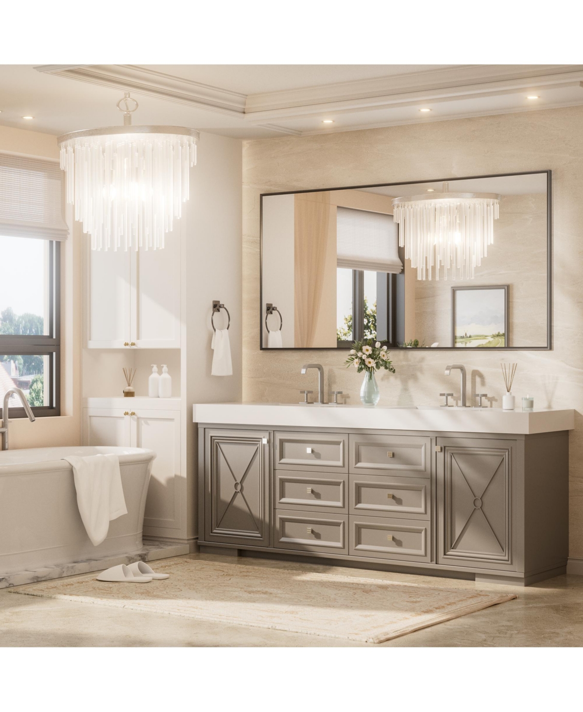 Keonjinn Inch Brushed Black Bathroom Vanity Mirror Metal Framed Over Sink Wall Mirror Horizontal/Vertical