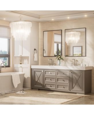 Inch Brushed Black Bathroom Vanity Mirror Metal Framed Over Sink Wall Mirror Horizontal/Vertical