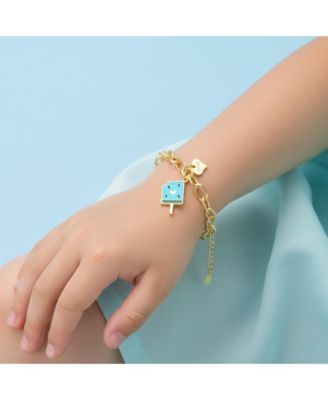 Kids 14K Gold Plated Charm Bracelet - "Sweet Heart & Watermelon Treat"