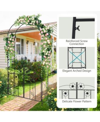 2 in 1 Garden Arbor with Door and Latch for Outdoor Lawn-Black