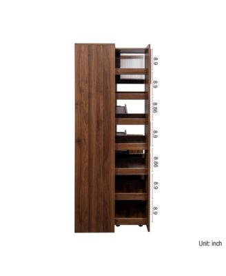Kitchen Pantry Cabinet with 4 Doors and Pull-Out Multi-Tier Storage Shelves for Kitchen and Dining Room