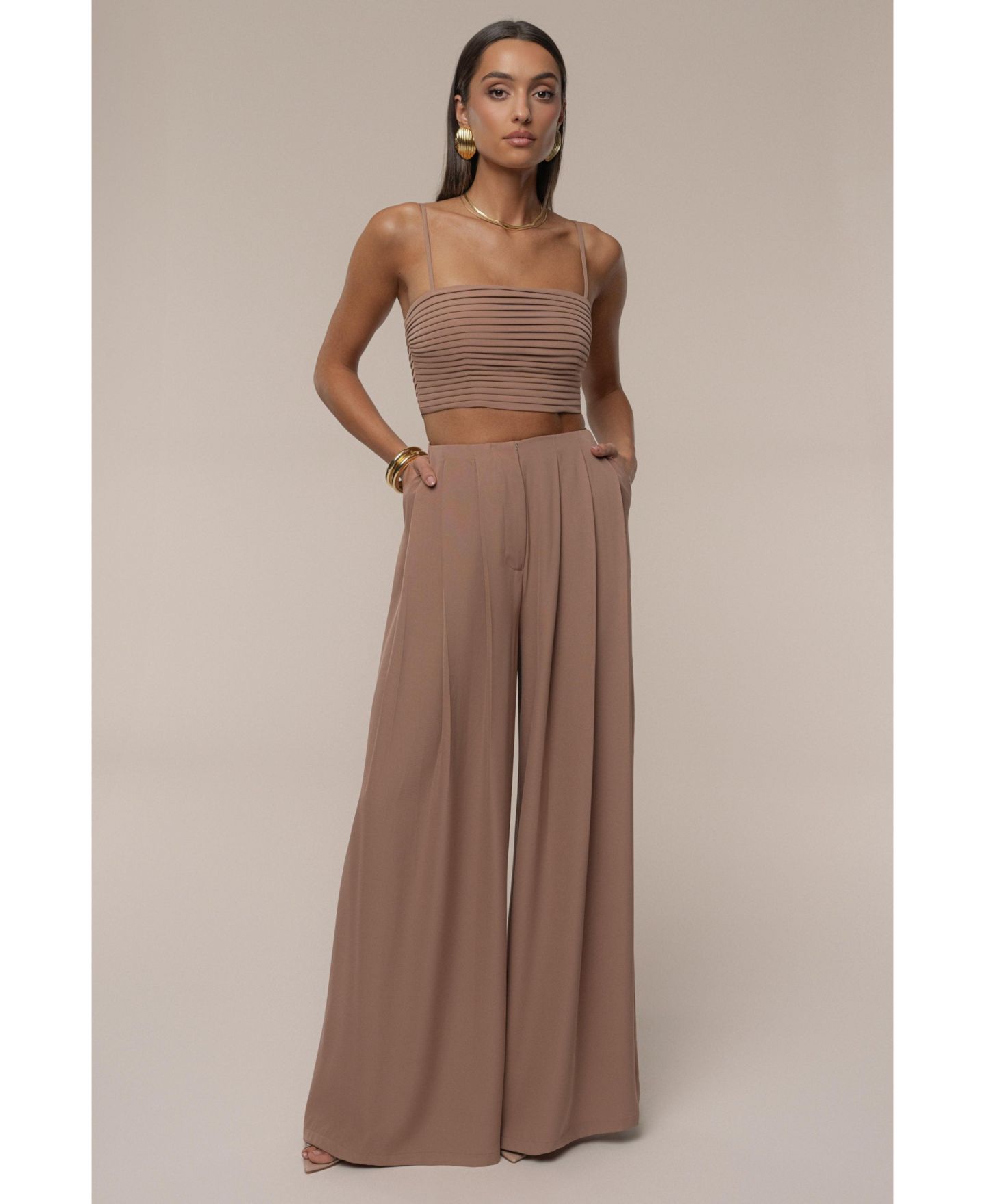 Женский комплект JLUXLABEL Serenade Pant Set, цвет: Бежевый — фото 3