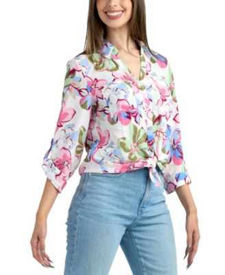 Junior's Resort Print Button-Up Shirt