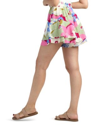Junior's Resort Print Crinkle Mini Skort