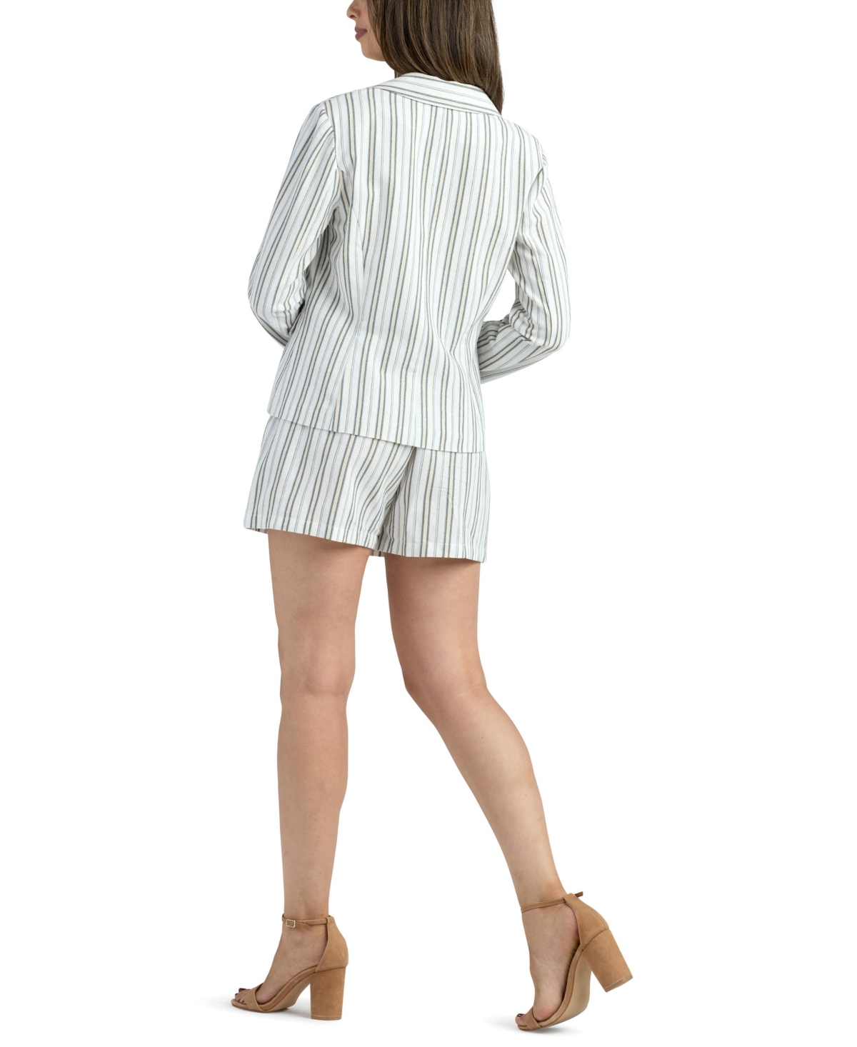 Bcx Junior's Resort Stripe Long-sleeve Blazer In Gray