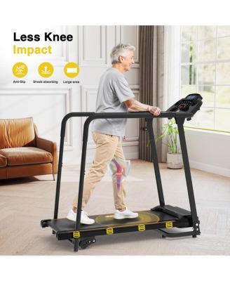 Walking Treadmill for Seniors with Long Handrails, Foldable Incline Treadmil, 265lbs Compact Treadmill for Home Exercise