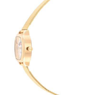 Women's White Dial Sun Moon Watch 30x20mm Mesh Bracelet