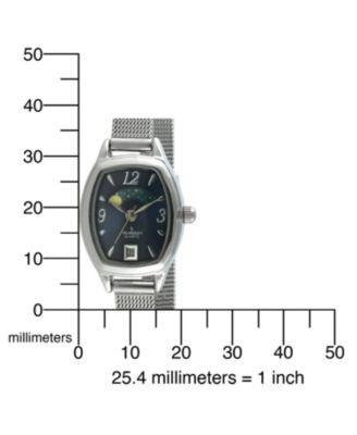 Women's Blue Dial  Sun Moon Watch 30x20mm Calendar Mesh Bracelet