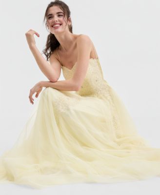 Juniors' Strapless Embellished Ballgown