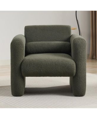 Modern Lambskin Chair Padded Reading Armchair with Pillow
