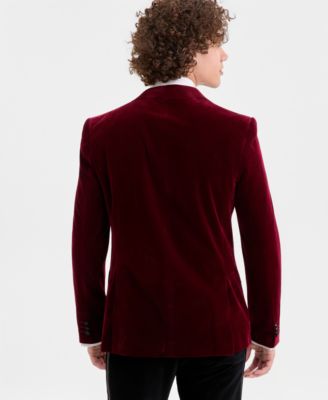 Mens Slim Fit Peak Lapel Velvet Sport coat