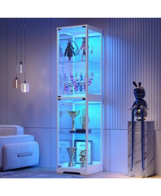 65" Glass Display Cabinet with Doors, Motion LED Light