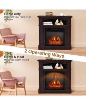 18 Inch 1400W Electric TV Stand Fireplace with Shelf