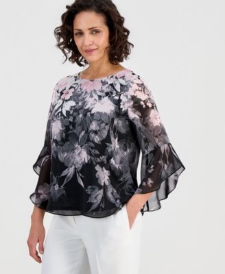 Women's Printed Chiffon 3/4-Sleeve Blouse