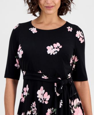 Petite Half-Sleeve Fit & Flare Dress