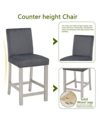 5-Piece Counter Height Dining Set with 34.5" Square Table and 4 Upholstered Chairs for Small Dining Rooms or Apartment