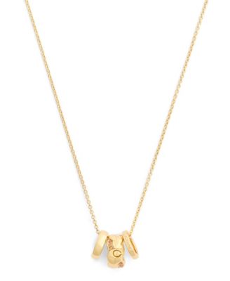 Faux Stone Signature C Braided Rondelle Pendant Necklace
