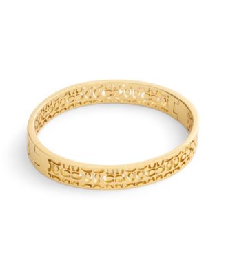 Gold Signature Quilted Cut Out Bangle Bracelet
