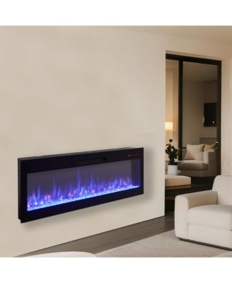 Smart 60" WiFi-Enabled Electric Fireplace Heater, Recessed in-Wall and Wall-Mounted