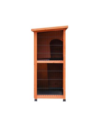 41 in. Outdoor Wooden Rabbit Hutch with 2 Removable No-Leak Trays Non-Slip Ramp Waterproof Roof in Natural