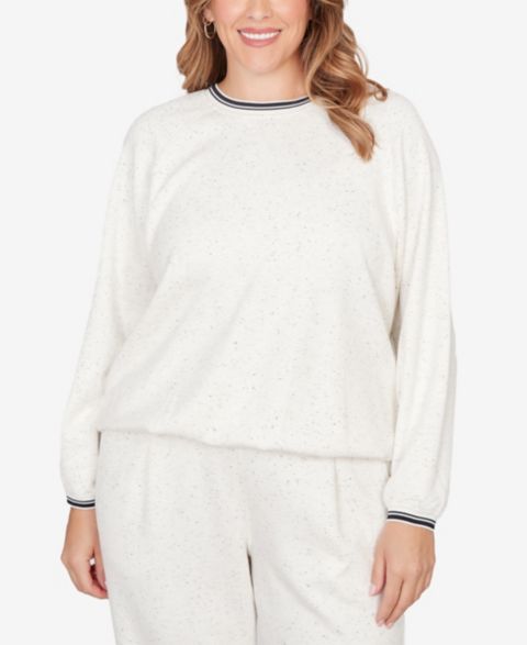 Женский свитер Ruby Rd. Plus Size Bubble Hem Fleck Knit Pullover Top, цвет: Слоновая кость разноцветный