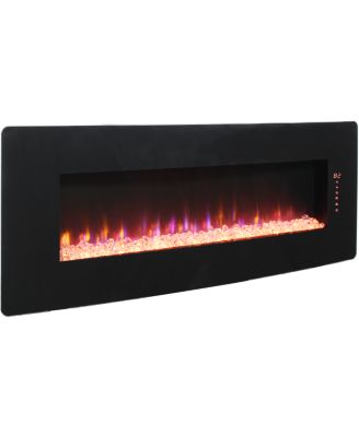 48 inch Curved Front Wall Mounted Electric Fireplace with remote and multi color flame & emberbed