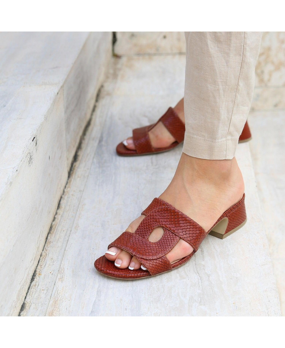 Alterre Women's Brown Snake Amal Customizable Sandal