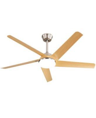 52-inch Modern Sand Nickel 5-Blade Tri-Color Dimming Ceiling Fan with Remote Control and Timing Function for Indoor