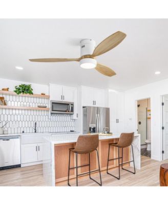 52-inch Modern White 3-Blade Flush Mount with Light and Remote Control