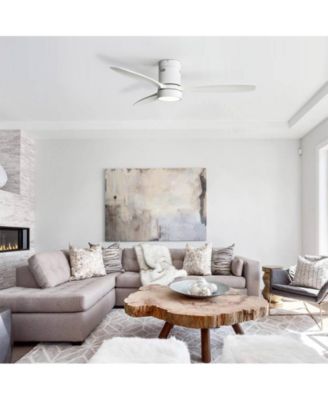 52-inch Modern White 3-Blade Flush Mount with Light and Remote Control