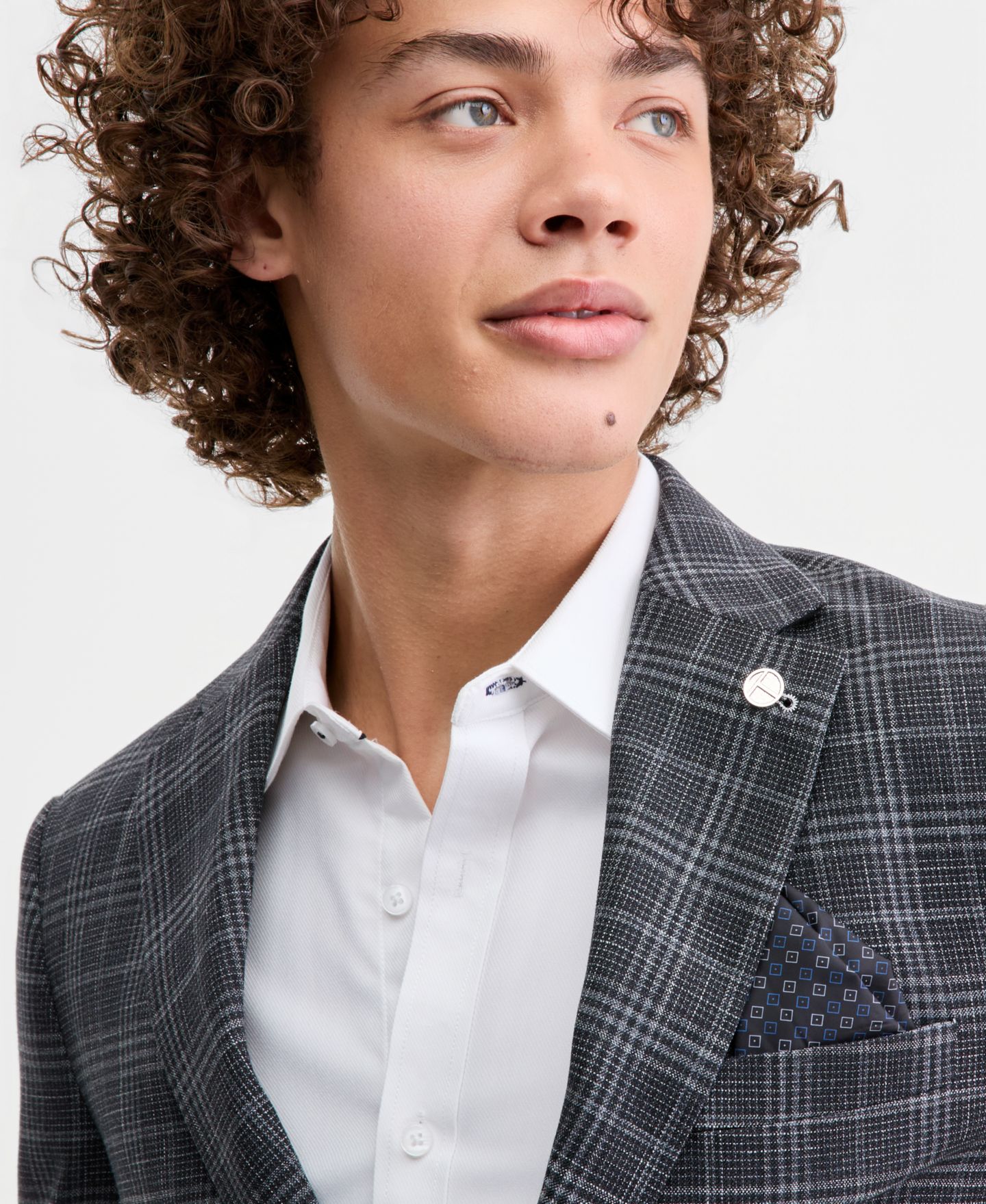 Мужской пиджак Tom Baine Plaid Notch-Lapel Slim-Fit Sport Coat, цвет: Чёрный клетчатый — фото 3