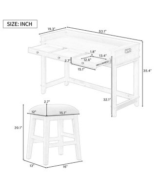 4-Piece Counter Height Dining Set with 3 Upholstered Stools, Storage Drawers & USB Charging for Small Spaces