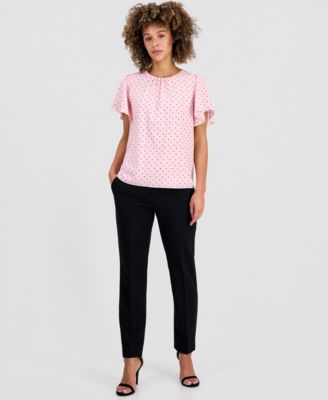 Women's Printed Tulip-Sleeve Blouse